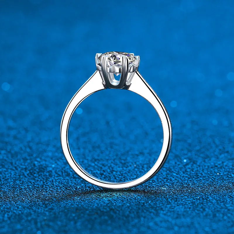 Fedi nuziali certificate da 1 carato le donne Anello di fidanzamento con punta a cuore in argento sterling con diamante rotondo, scatola inclusa 2208135311783