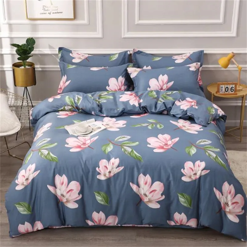 Nordic Style Flower Printing ONEpiece Bedroom Cover Soft Quality Washed Cotton Bed Quilt Duvet Cover 220616