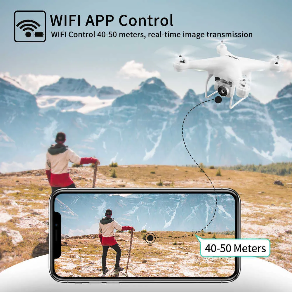 20 minutes FLY FPV RC Drone H68 pour adulte 1080p caméra wifi wifi en direct mode sans tête altitude hold quadcopter