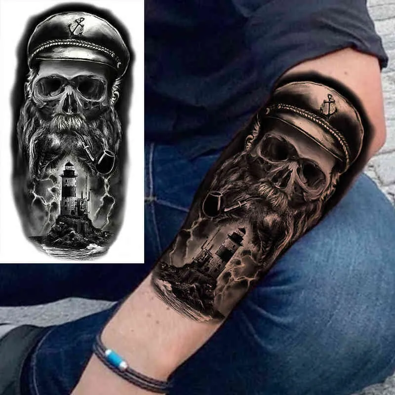NXY Temporary Tattoo Pirate Ship Anchor s for Men Women Adult Rose Flower Skull Fake Body Art Tatoos Large 0330