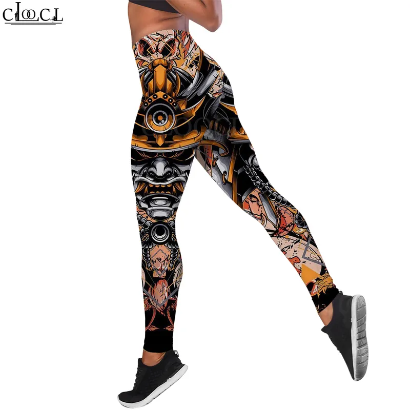 Leggings da donna Giappone Sakura Samurai Stampato a vita alta Elasticità Legging femminile abbigliamento fitness indoor Pantaloni casual W220616