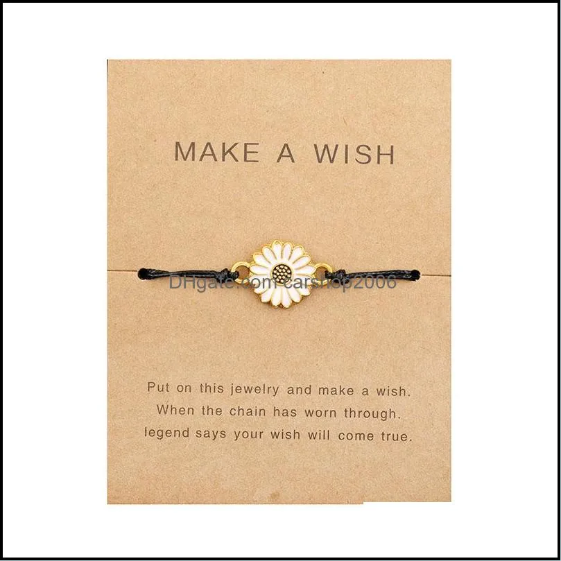 Fashion Friendship Wax Rope Bracelet Colorful Seed Bead Cross Sunflower Pendant Adjustable Charm Bracelets Lucky Jewelry