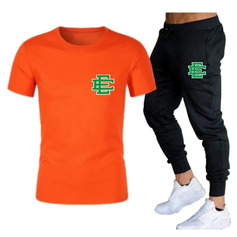 الرجال s يجمد Summer Leisure مجموعة T Shirt سراويل قطعتين غير رسمي للملابس الرياضية للملابس الرياضية العلامة التجارية بدلة العرق 220613