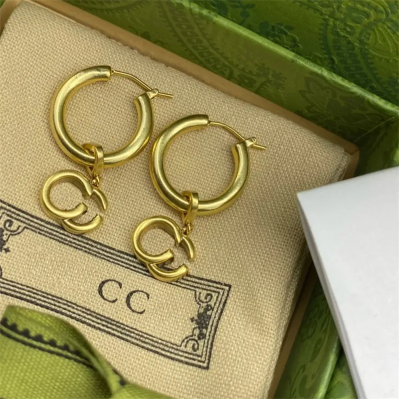 Designer Women Vintage örhänge Luxury Gold Stud Earring Fashion Alphabet Earrings High End Jewelry Men Earrings233C