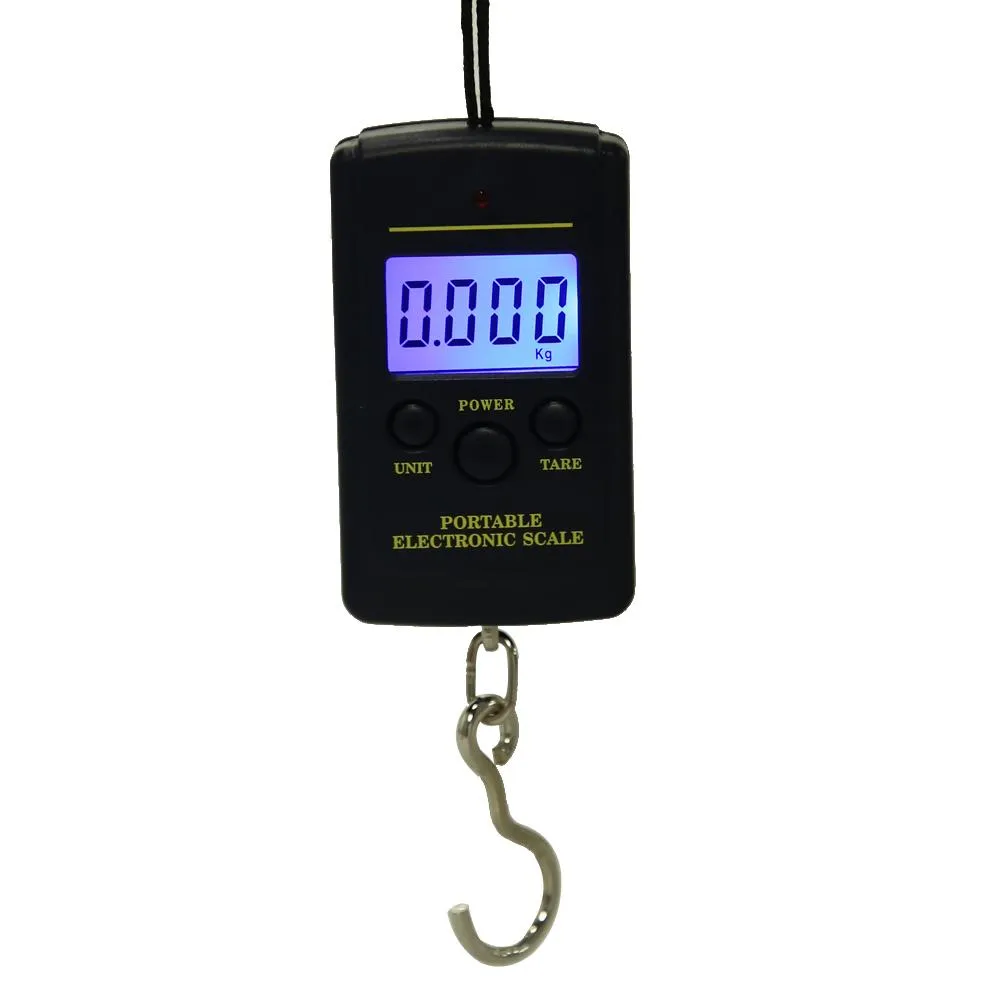 40kg x 10g Mini Balança Digital para Bagagem de Pesca Pesagem de Viagens Steelyard Balança de Gancho Eletrônica Pendurada Ferramenta de Peso para Cozinha