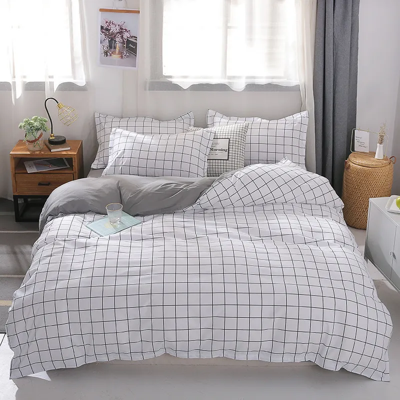 4 pçs designer cama consoladores conjuntos de cama conjunto fibra poliéster doméstico breve planta fronha conjuntos capa edredão confortável blanke310e