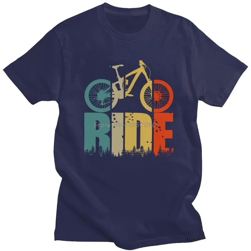 Retro Ride Your Mountain Bike T Shirt Men Mtb Lover Tshirt tshirt قصيرة الأكمام من القطن Tee Top Residents and Bikers Gift Clothing 220526