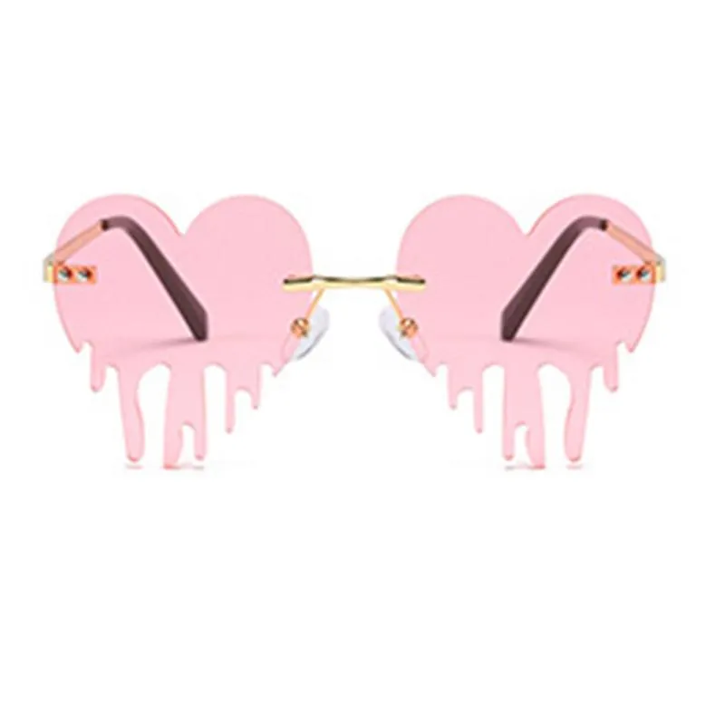 Okulary przeciwsłoneczne Vintage Bezprawne kobiety modne kształt serca dla różowych zielonych odcieni okulary Mężczyźni okularyczne szklane 2666