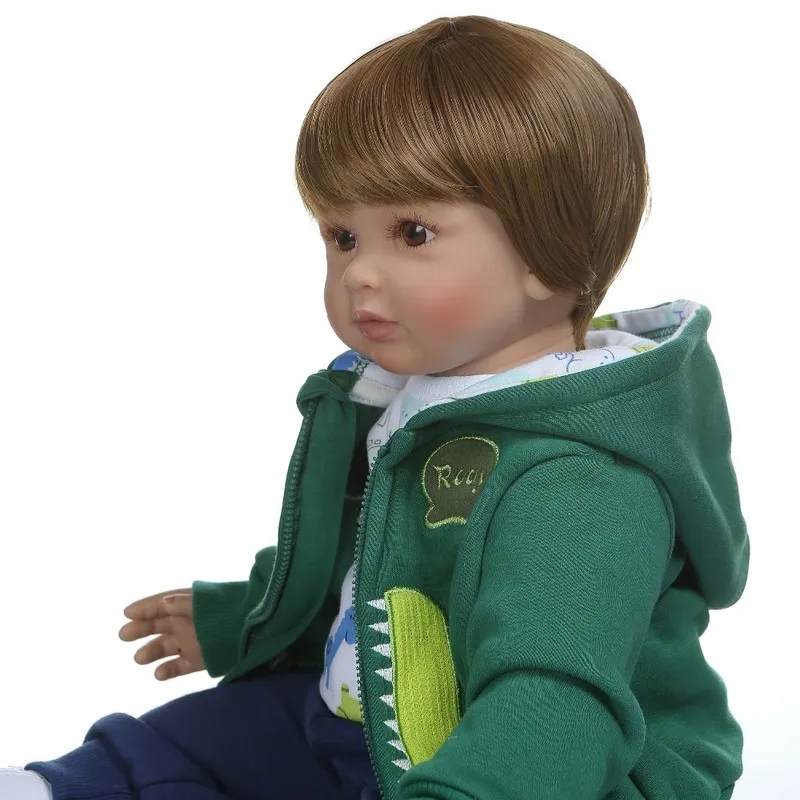 NPK 60CM high quality reborn toddler boy doll in hoodie dress bebe 6-9Month real baby size 220505