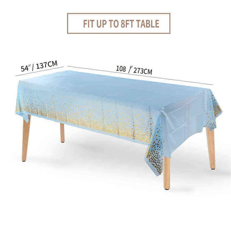 PE Tablecloth Party Accessories Table Cloth Disposable Cutlery Water Oil Proof Priting Bronzing Gilding Dots L220708