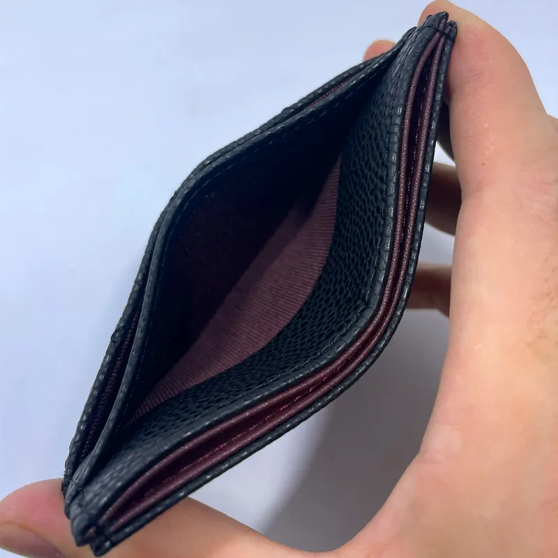 Echte lederen creditcard -ID -houder Hoge kwaliteit Designer Mini Bank Card Case Black Slim Wallet Dames munt Pocket Sell Limited Q263N