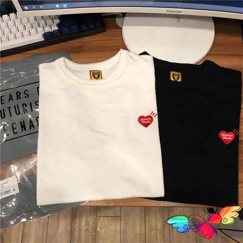 2022ss Human Made Small T-shirt Men Women High Quality Girls Not Crying Tee Embroidered Red Heart Manmade TopsT220721