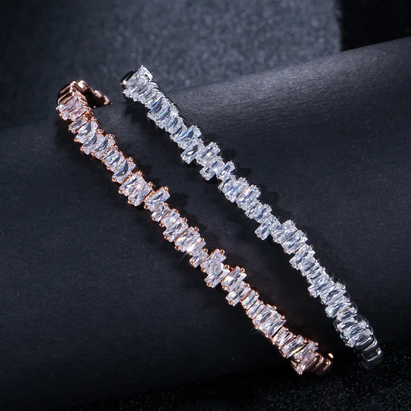 Zirkonia Manchet designer armband Opening Verstelbare armband Luxe Mode Koper Rosé Goud Zilver Onregelmatigheid Armbanden je2692
