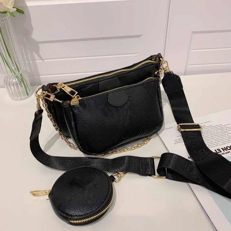 Brand set pochette accessories handbag bag leather flower fashion women's shoulder crossbody bag ladies purse bags187j