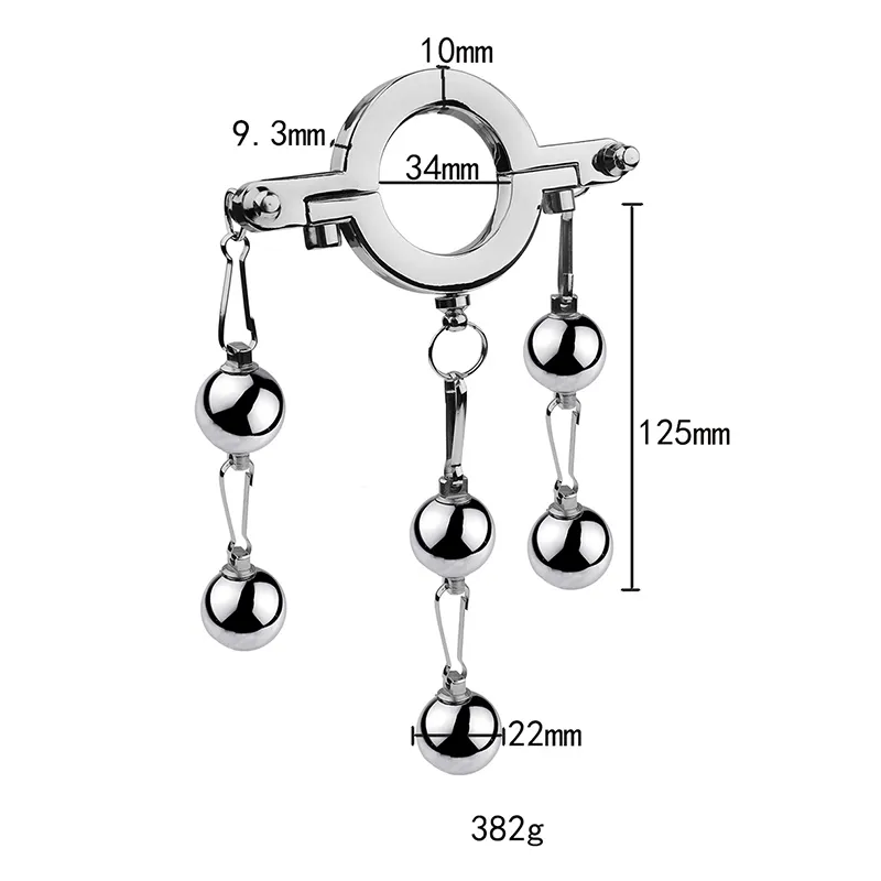 BDSM Tung scrotal ringmetallbollar Pendant Crotum Bår Penis Training Bondags Fördröjning Ejakulation Erektion Sexiga leksaker för män