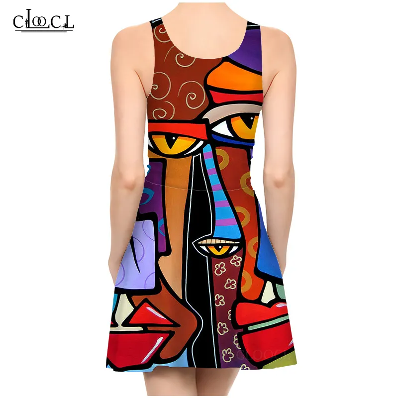 Geometric Art Pattern Ladies Fashion Trend Party Girls 3D Print Sleeveless Sexy Dress Summer 220617