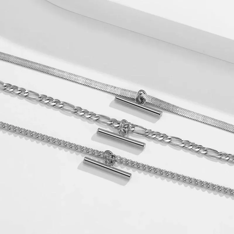 Anhänger Halsketten Mode Geometrische Metall Bar Charme Multi-Stil Kette Halskette Set Einfache Hip-Hop Frauen Flache Schlange Clavicle259W