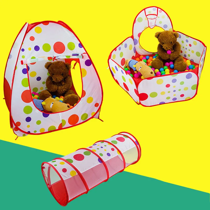 IMBABY 3 In 1 Toy Tents Tunnel for Children Baby Indoor Ocean Balls Dry Pool Toddler Playground Park Foldable Kids Play Playpen 220621