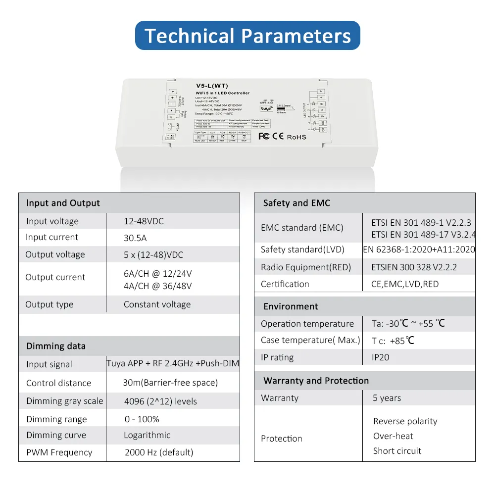 Tuya LED denetleyici wifi rgb cct rgbww rgbcct 5