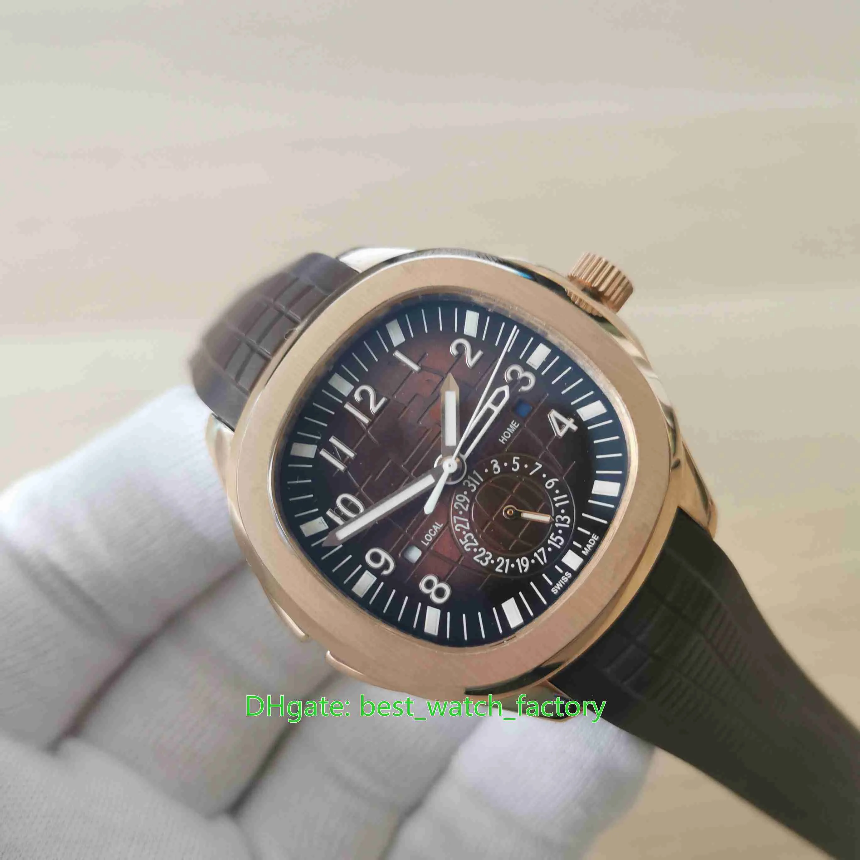 4 Färg högkvalitativa klockor 40 8mm Aquanaut 5164 5164R-001 18K Rose Gold Sapphire Glass Asia Transparent Mekanisk automatisk Men226O