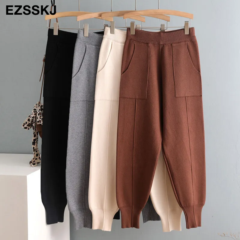 chic autumn winter Harem Pant Loose Trousers Comfortable thick warm casual knitted granny pants 220325