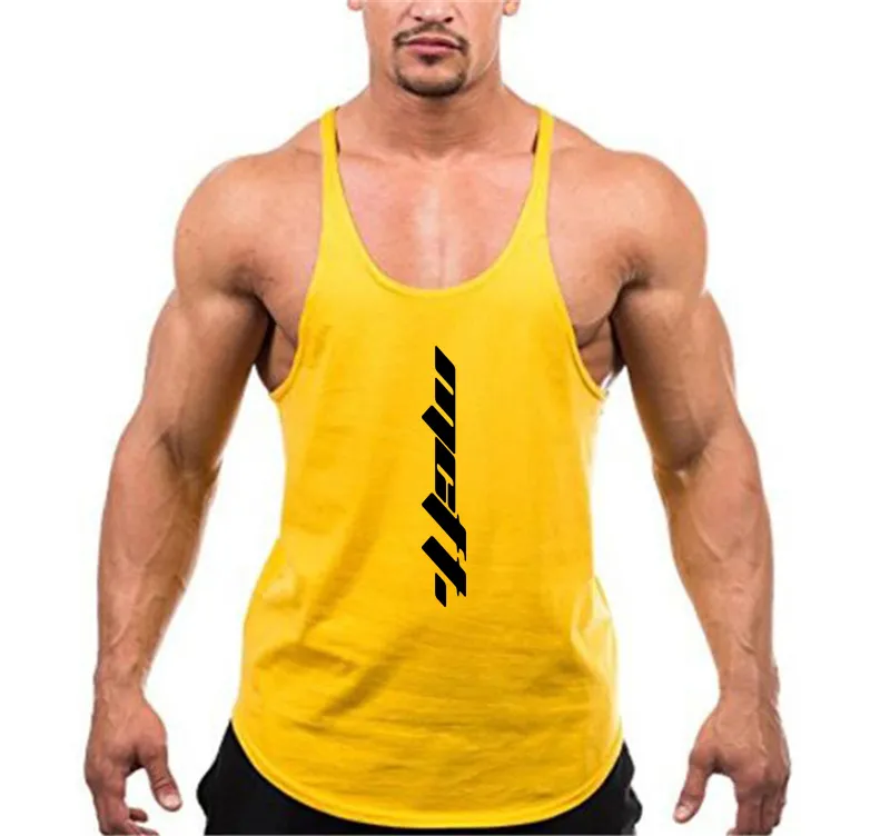 Custom Bodybuilding Stringer Tank Top Men Cotton Gym Sleeveless shirt Men Fitness Vest y back Singlet Sportswear Workout tanktop