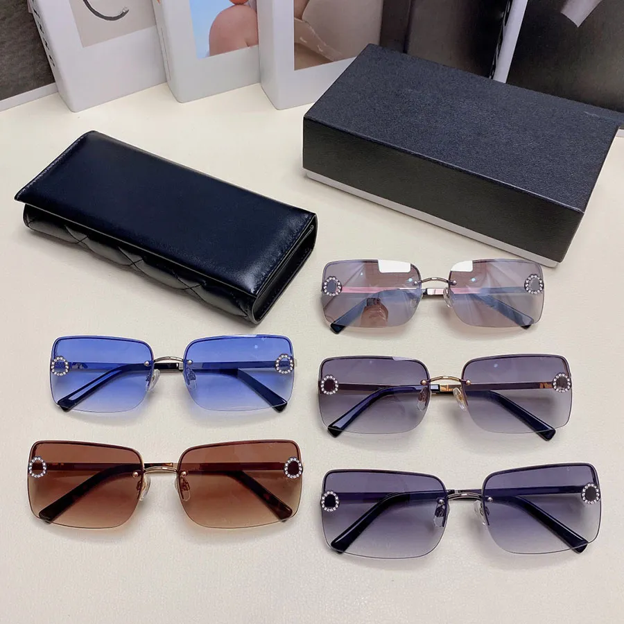 Designer Solglasögon Summer Semi-Rimless Glasses Midhundratal Modern Style Glasses Mens Women 5 Färg Hög kvalitet198b