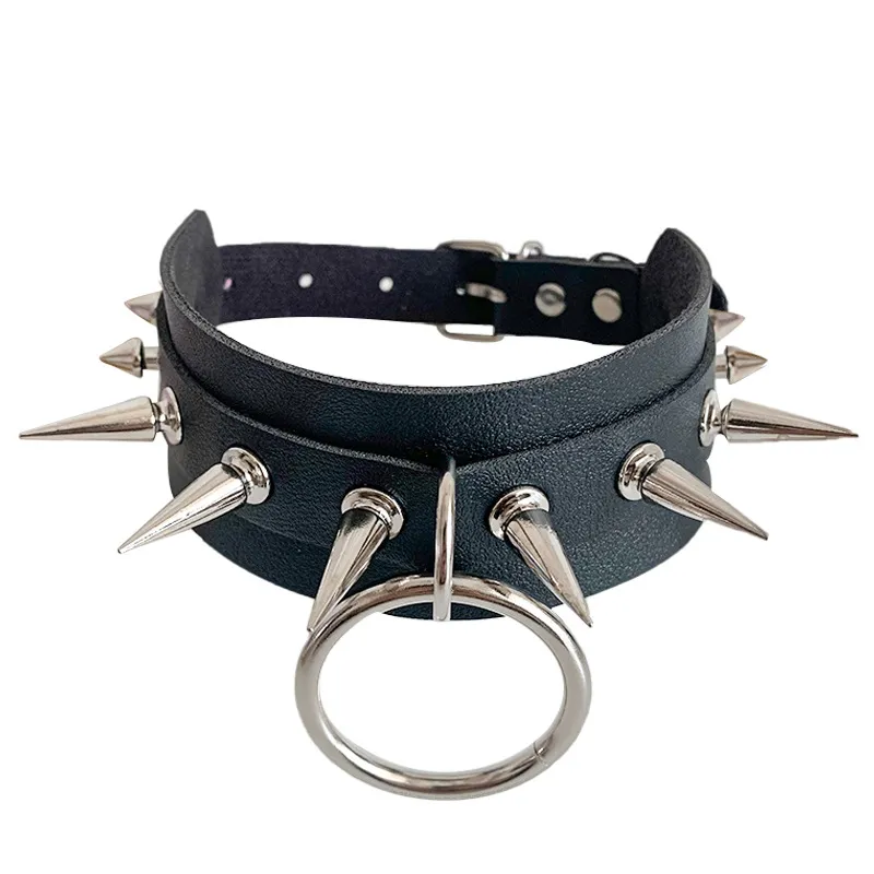 2022 New Gothic Punk Leather Necklace Goth Choker Cross Black Thick Collar bdsm For Women Spiked Y2k Grunge Rock Hip Hop Sexy Fashion Bijoux Jewelry Gifts Wholesale