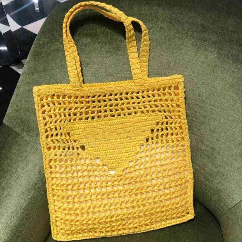 3A väska Raffia Halmvävd handväska Handväska Virkad axelväska Modebrev Stor kapacitet Strand Kvinnor Clutch Handväska