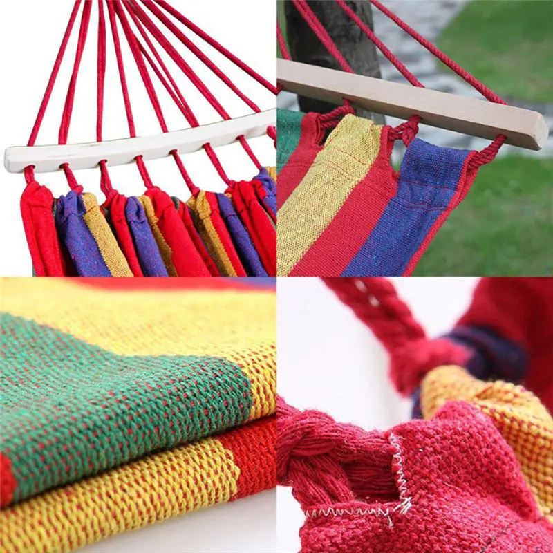 Rainbow Outdoor Leisure Portable Hammock Canvas Hammocks Ultralight Garden Sports Home Travel Camping Hammock 28080cm U3 220606