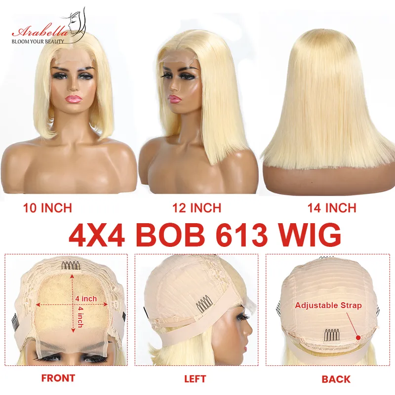 13x5x2 Przezroczyste koronkowe proste T część HD Lace Human Hair with Baby Hair Arabella Virgin Hair 4x4 Blond Lace Bob 06187034268