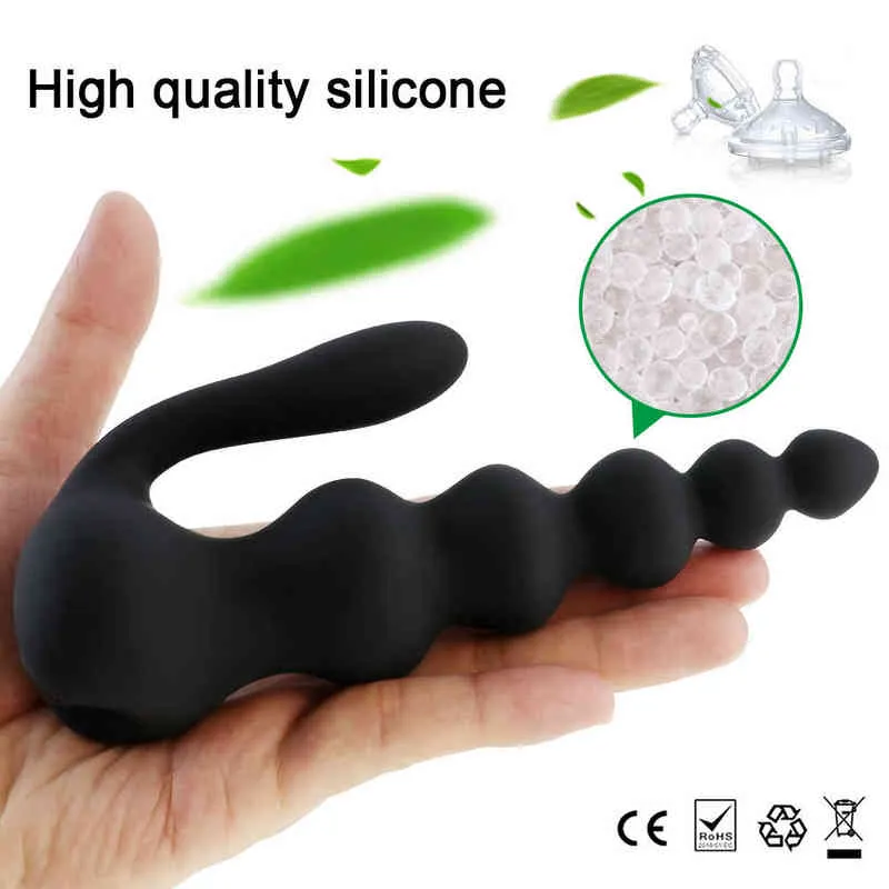 Nxy Cockrings Male Prostate Massage Vibrator Anal Plug Silicone Penis Ring Stimulator Butt Delay Toy for Men Sex Product 220505