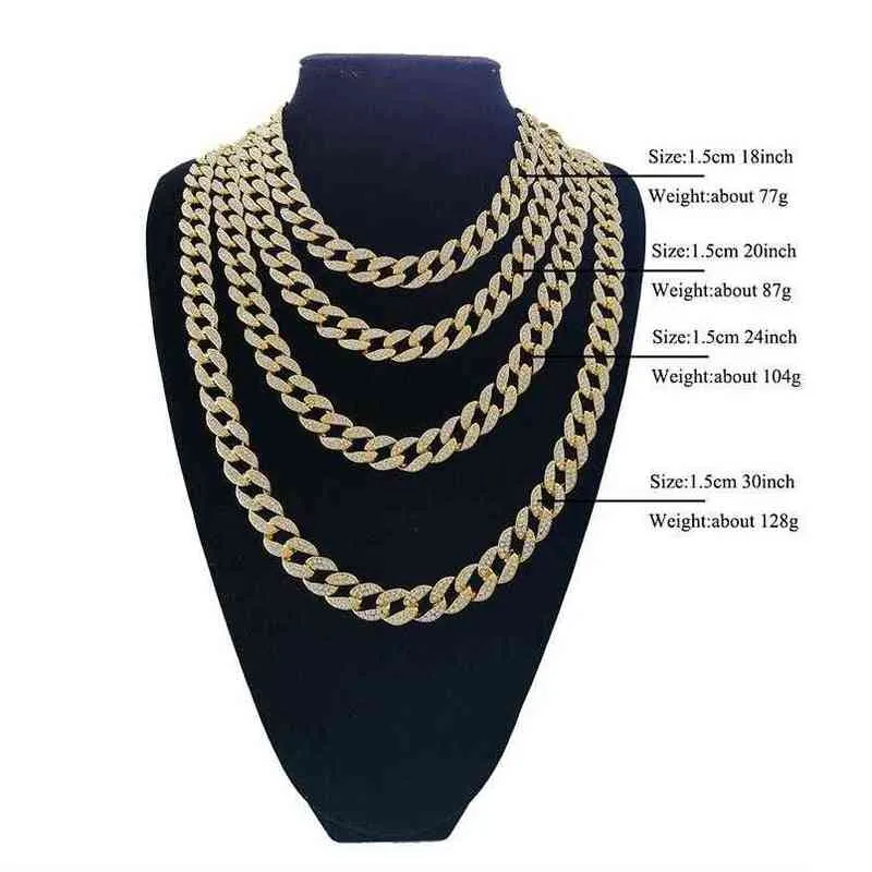 Choucong Hip Hop Bling Fashion Chains Jewelry Mens Gold Silver Miami Cuban Link Chain Necklaces Diamond Crystal Iced Out Chian Wom4489751