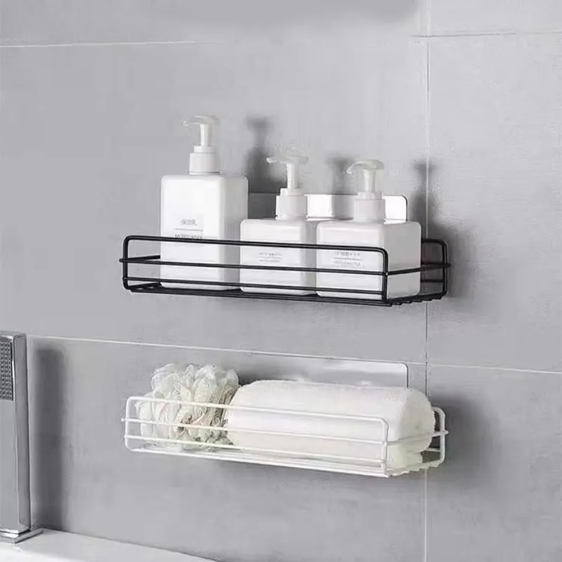 Bathroom Shelf Organizer Shower Storage Rack Corner Shelves Wall Mounted Shampoo Holder No Drill Kitchen Supplies Punch-Free 0615