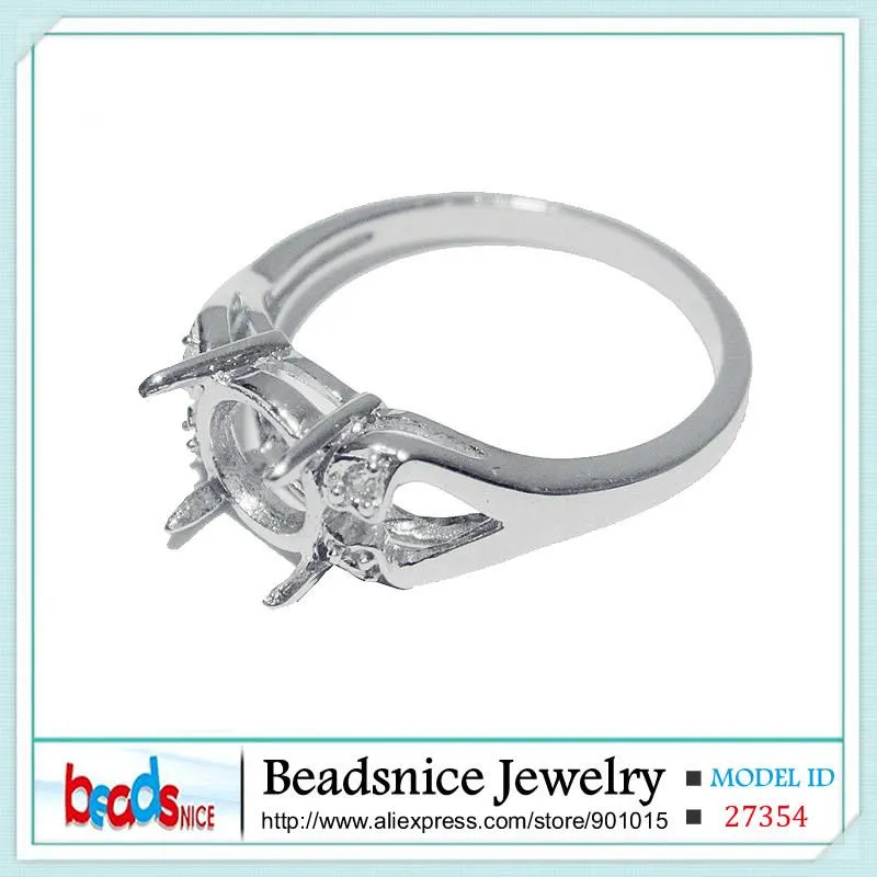 Anneaux de cluster Beadsnice Sterling Silver 925 Bijoux fins Accessoires ronds DIY Semi Mont Gem Bague Réglage Diamant Wedding263x