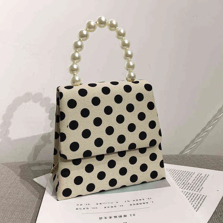 Sac de soirée Nouveau élégant fourre-tout de perle simple small square polka dot high street polyvalent sac à main de qualité sac à main 220630