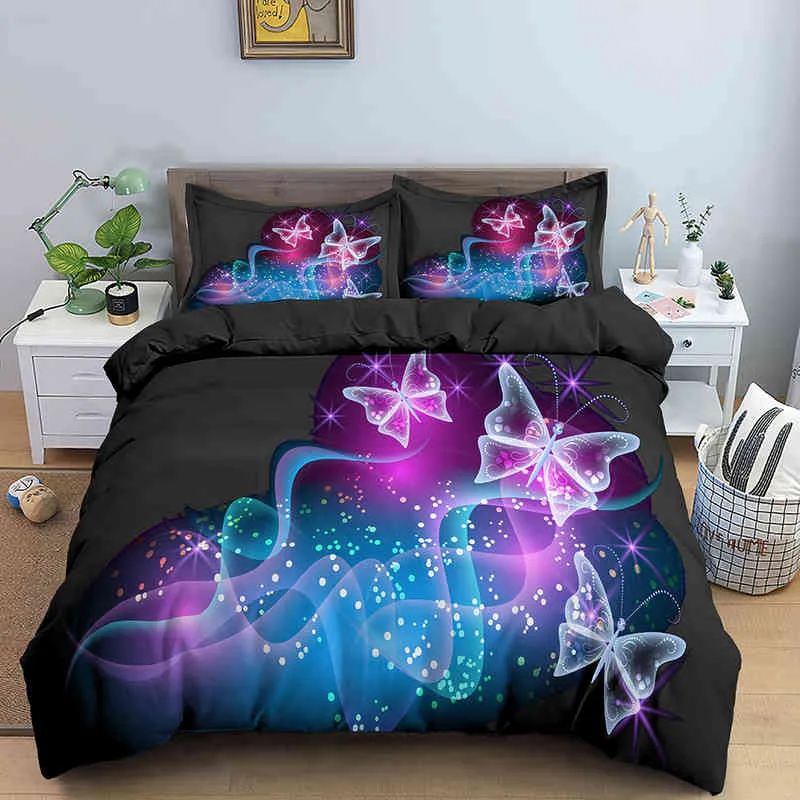 Barnbarn CRIB DUSET COVER Set Pillowcase Galaxy Fjärilsbädd för baby Edredones Nios Girls Princess Quilt