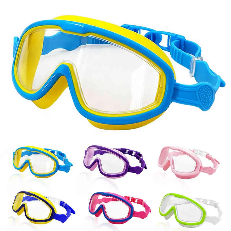 Big Frame Kids Swim Goggles Anti Fog Wide View Wide Sweatming Fear for Boys Girls Children Glasses for Swimming Pool Y220428