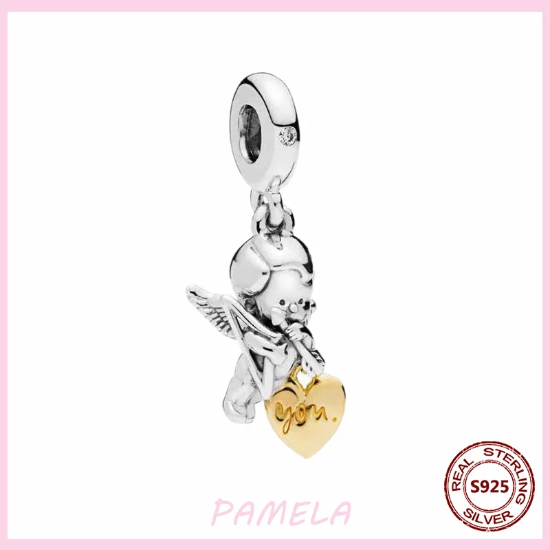 Pamela 925 Angel Sterling Angel God of Love Charms Wing Perles bricolage pour les bracelets Pandora Fit