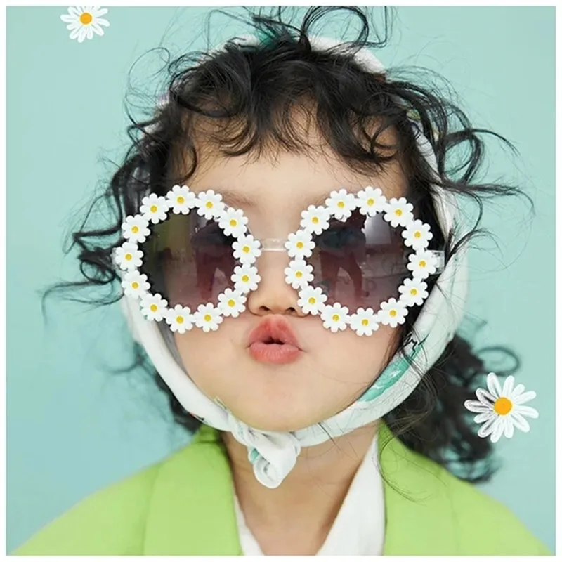 Iboode Kids Güneş Gözlüğü Oval Çiçek Moda Çocuklar Kız Bebek Shades Glasses UV400 Açık Güneş Koruma Gözü 220705