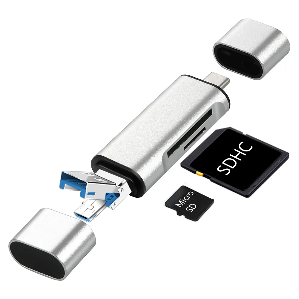 Tipo C Micro USB 3.0 in 1 Lettore di schede OTG Lettore di schede di memoria USB 3.0 ad alta velocità lettore di schede di computer telefoni Android