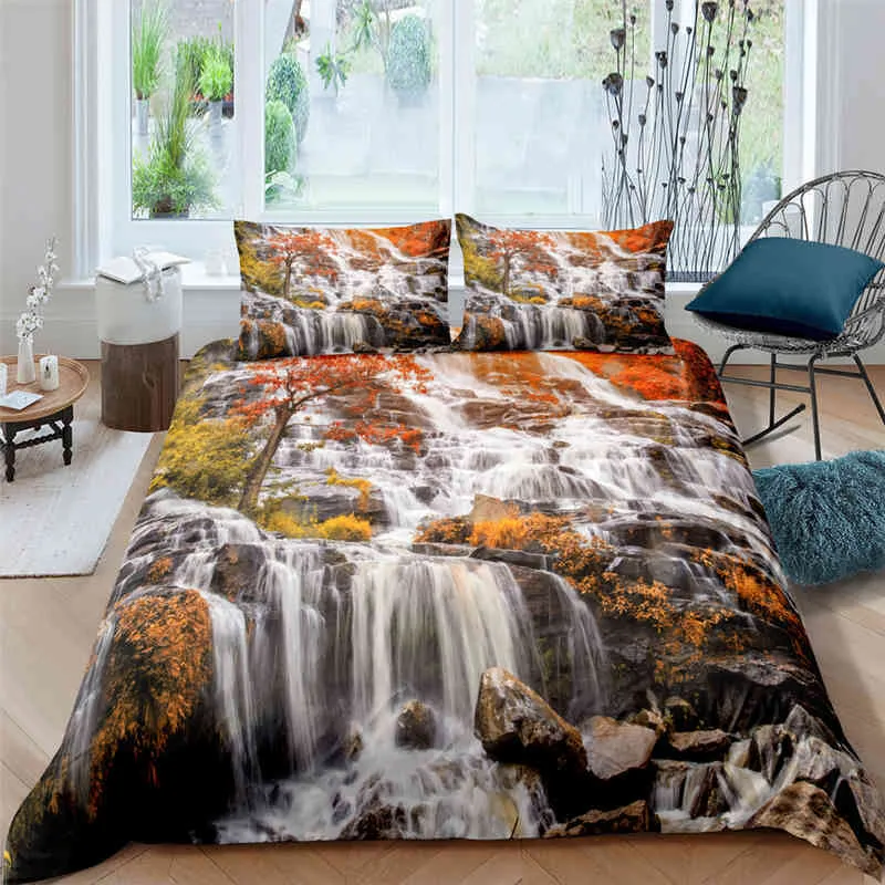 Landscape Waterfall 3d Bedding Set 2/Duvet Cover Sets Pillowcase Soft Bedspreads Single Double Queen King Size