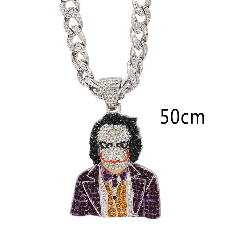 Hänghalsband isade ut stor kristall kubansk kedja med Joker Africa Map Gun Flower Animal Fashion Charm Hip Hop Jewelrypendant Ne261i