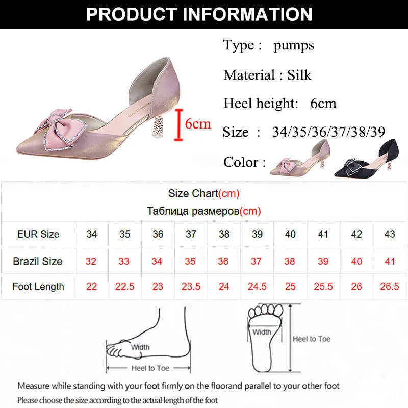 Summer Crystal Bow d'Orsay Pumps Kobiety Nowy spiczaste palce jedwabne buty buty Woman Elegant Med Wedding Party 220528