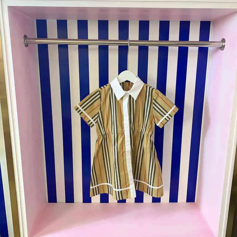Дизайн бренда 2022 летняя детская одежда для девочек Новая детская полоса с коротким рукавом с коротким рубашкой для розыгрыша платье для девочек y220510