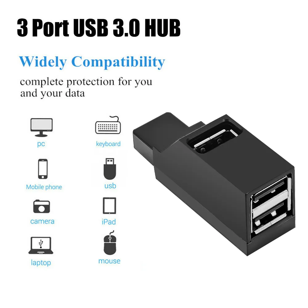 Universal Mini 3 Ports USB 3.0 Hub High Speed Data Transfer Splitter Box Adapter For MacBook Pro PC Laptop Multi-port USB Hubfre