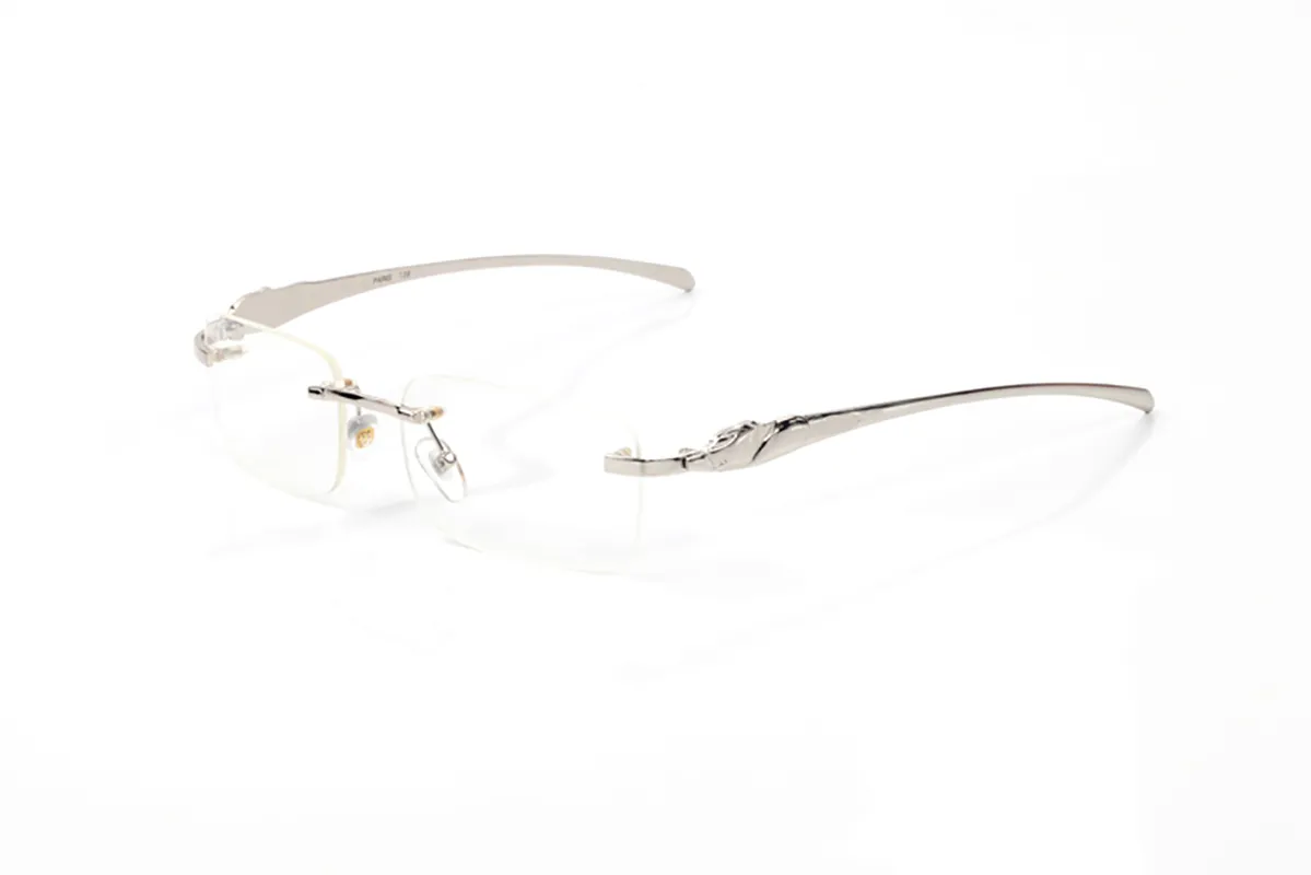 명확한 프레임 선글라스 디자이너 안경 빈티지 여성 남성 브랜드 디자인 여름 음영 색 렌즈 합금 안경 새로운 표범 223T