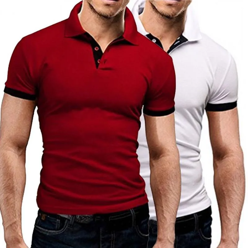 メンズ衣料品男性シャツ半袖特大コントラストカラーターンダウンカラー柔らかく近い夏の夏のTシャツ毎日の摩耗220608