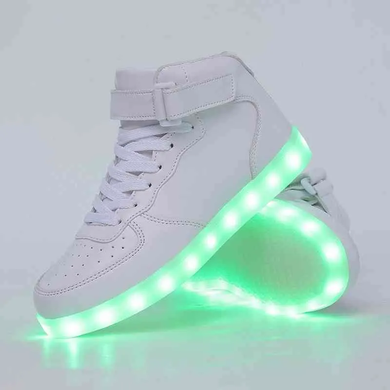 KRIATIV Adult&Kids Boy and Girl's High Top LED Light Up Shoes Glowing Sneakers Luminous Sole for Women&Men Y220510