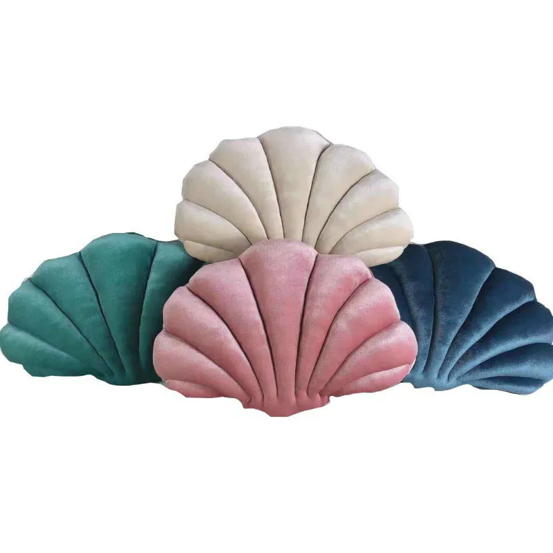 DunxDeco Almofada Travesseiro Decorativo Amor presente Soft Brilhante Big Shell Quarto Quarto Sofá Home Sofá Cadeira De Cadeira De Decoração Coussin 220402